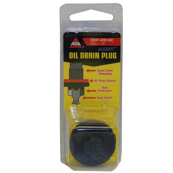 Ags ODP-00014C Accufit Oil Drain Plug M22x1.50, Card ODP-00014C